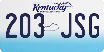 KY license plate 203JSG