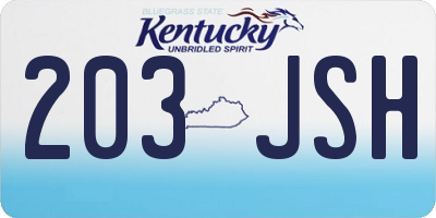 KY license plate 203JSH