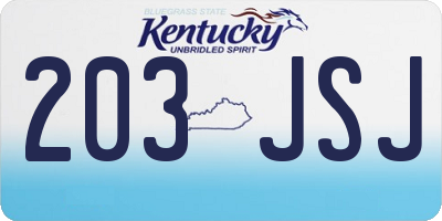 KY license plate 203JSJ