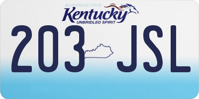 KY license plate 203JSL