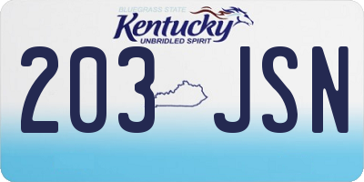 KY license plate 203JSN