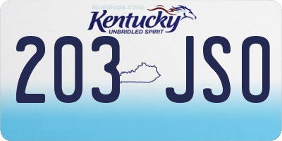 KY license plate 203JSO