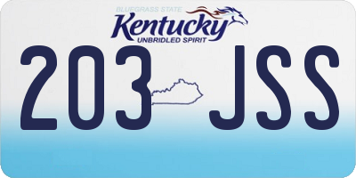 KY license plate 203JSS