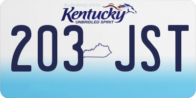 KY license plate 203JST