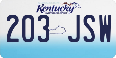 KY license plate 203JSW