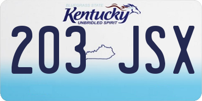 KY license plate 203JSX