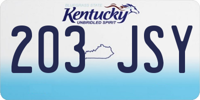 KY license plate 203JSY