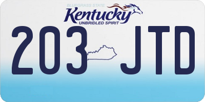 KY license plate 203JTD