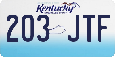 KY license plate 203JTF