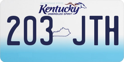KY license plate 203JTH
