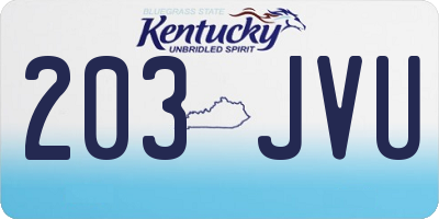 KY license plate 203JVU
