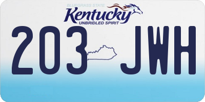 KY license plate 203JWH