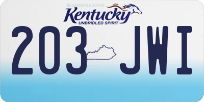 KY license plate 203JWI
