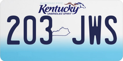 KY license plate 203JWS