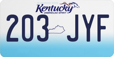 KY license plate 203JYF