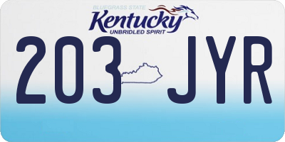 KY license plate 203JYR