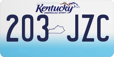 KY license plate 203JZC
