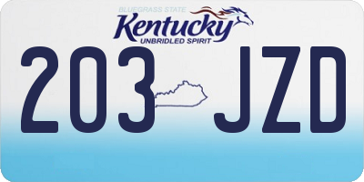 KY license plate 203JZD