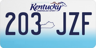 KY license plate 203JZF