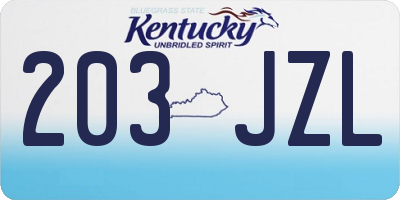 KY license plate 203JZL