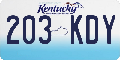 KY license plate 203KDY