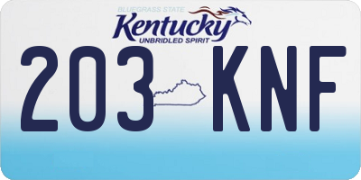 KY license plate 203KNF