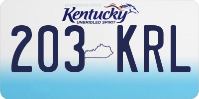 KY license plate 203KRL