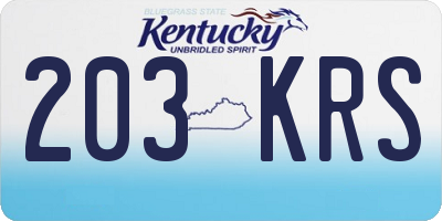 KY license plate 203KRS