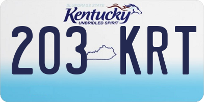 KY license plate 203KRT