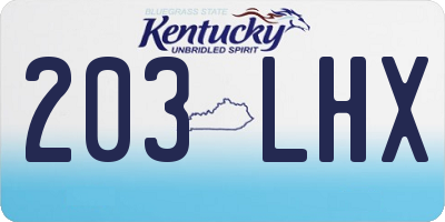 KY license plate 203LHX
