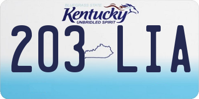 KY license plate 203LIA
