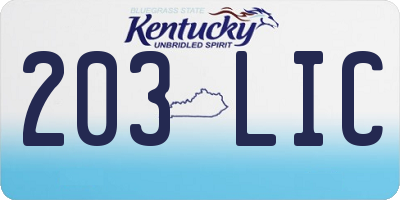 KY license plate 203LIC