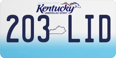 KY license plate 203LID