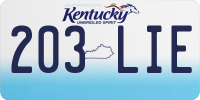 KY license plate 203LIE