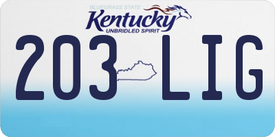 KY license plate 203LIG