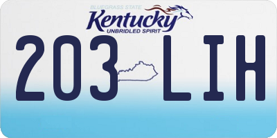 KY license plate 203LIH