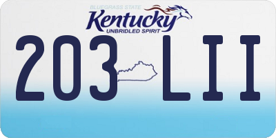 KY license plate 203LII
