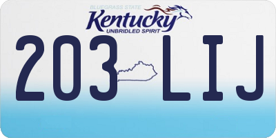 KY license plate 203LIJ