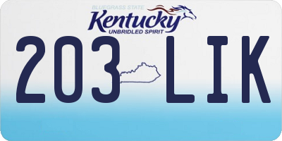 KY license plate 203LIK