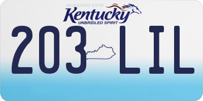 KY license plate 203LIL