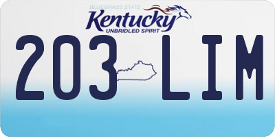 KY license plate 203LIM