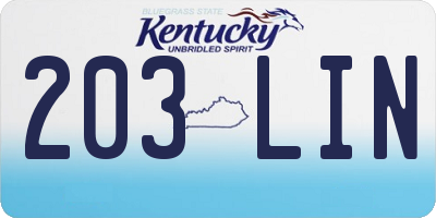 KY license plate 203LIN
