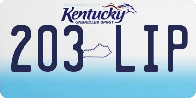 KY license plate 203LIP