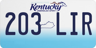 KY license plate 203LIR