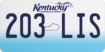 KY license plate 203LIS