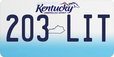 KY license plate 203LIT