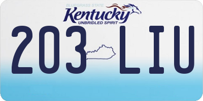 KY license plate 203LIU