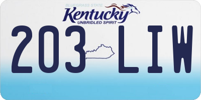KY license plate 203LIW