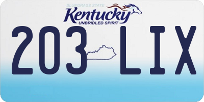 KY license plate 203LIX