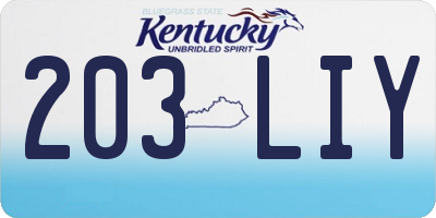 KY license plate 203LIY